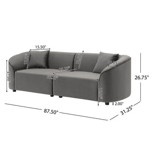 English Elm 87" Curved Boucle Sofa Sculptural Low Profile Design for Contemporary Living Rooms N767P354840G