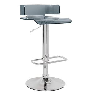 English Elm Grey Grey and Chrome Adjustable Swivel Stool with 360° Swivel, Gas Lift Height Control, Sleek Low Backrest Comfort — Modern Metal & Acrylic Finish (35.5" H) B062P185662