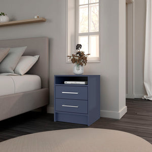 English Elm Nightstand with 1 Drawer and 3 Open Shelves, Compact Alby Finish for Stylish, Organized Bedrooms Blue 23.62 L x 19.69 W x 6.3 H B097P395895