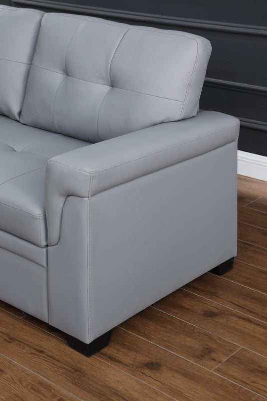 English Elm Jardin Vegan Leather Sleeper Sectional with Reversible Chaise and Hidden Storage B2749S00209