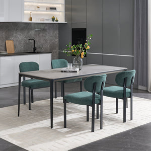 English Elm Modern Boucle Tufted Dining Chairs Set of 2 Mid-century Matte Leg Kitchen Seating Antique Green,Black W3244P296988