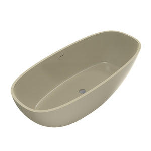 English Elm 66.9 Inch Stone Resin Freestanding Soaking Tub Matte Khaki Spa Bathtub W1613P381035