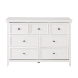English Elm Modern 7 Drawers Dresser with Unique Feet, Smooth Glide Drawers and Metal Handles for Stylish Storage White W2275P149784