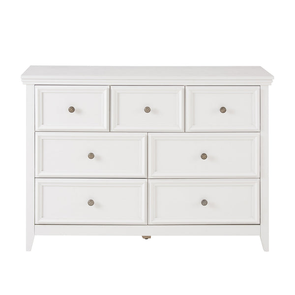 English Elm Modern 7 Drawers Dresser with Unique Feet, Smooth Glide Drawers and Metal Handles for Stylish Storage White W2275P149784