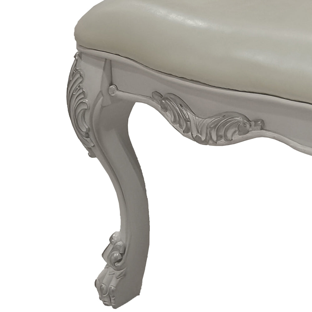 English Elm Ivory Tufted Side Chairs Set Of 2 - Elegant Bone-White Finish, Comfortable Upholstery & Classic Design B062P209249