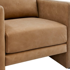 English Elm Tulo Honey Brown Faux Leather Arm Chair — Modern Tuxedo Club Chair, Plush Coil Seating, Easy-Clean Upholstery B050P390595