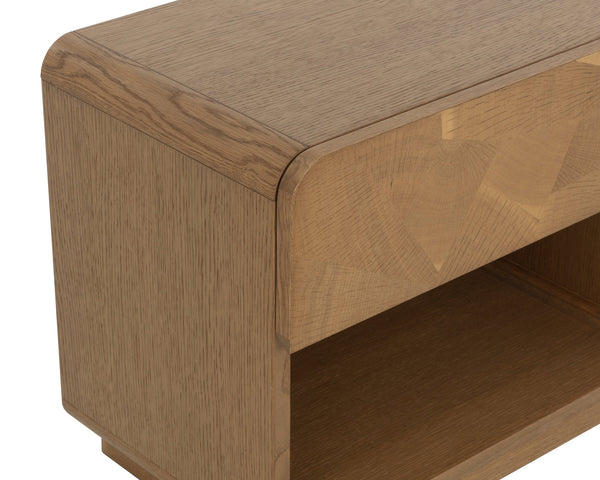 Sunpan Fauna Nightstand: Solid Oak Wood Craftsmanship With Unique Oyster-cut Mosaic Design For Every Bedroom Brown Wood 111792