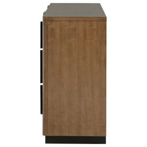 English Elm Moraga Fluted Ash Veneer Six Drawer Dresser with Warm Tonal Finish for Modern Bedrooms B062P451802