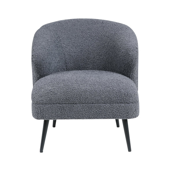 English Elm Luxury Boucle Accent Chair with High-Density Foam, Curved Mid-Century Design, Plush Seat Comfort Dark Gray 26.5 L x 29.5 W x 22 H B011P283279