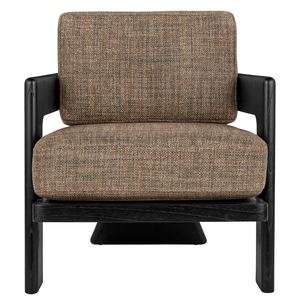 Theo Lounge Chair in Rig Otter Fabric - Stylish Bohemian Design with Caviar Black Mindi Wood Frame