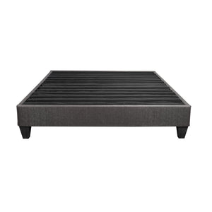 English Elm Twin-Size Speedy Fabric Platform Bed Base with Dark Gray Upholstery, Headboard Kit, Low Profile B2741P283810