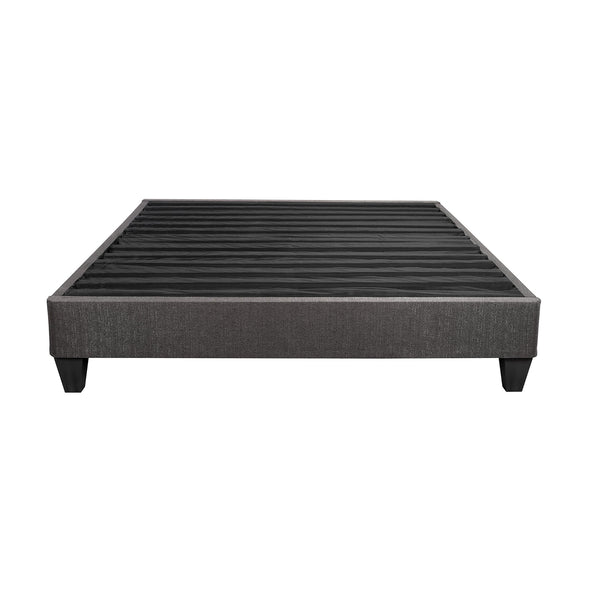 English Elm Twin-Size Speedy Fabric Platform Bed Base with Dark Gray Upholstery, Headboard Kit, Low Profile B2741P283810
