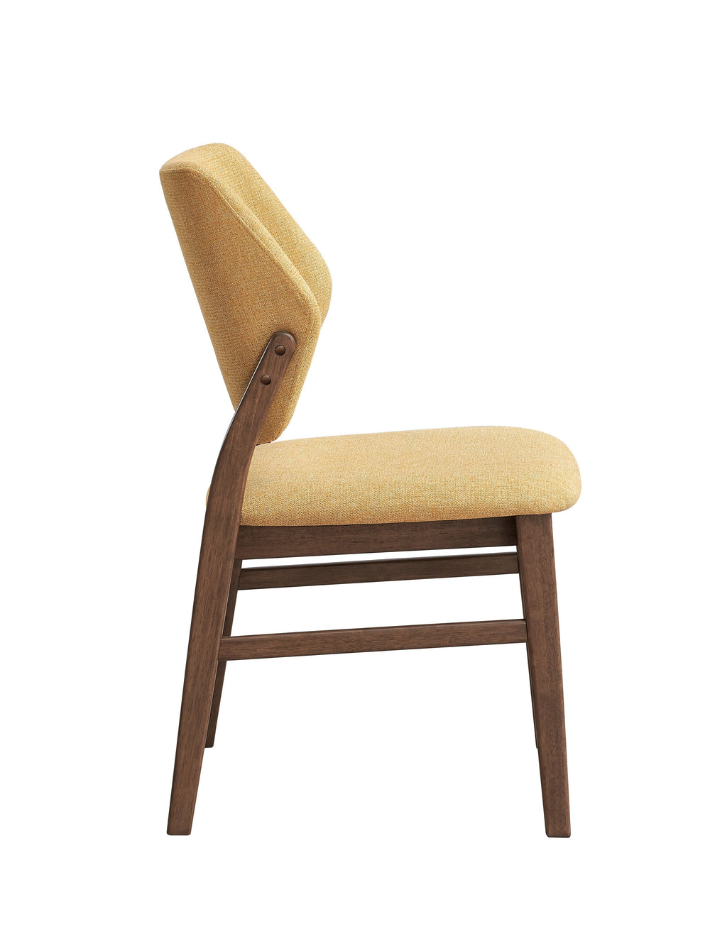 English Elm Sarha Yellow Linen Side Chair Set of 2 with Walnut Finish, Padded Seat & Back, Modern Dining Comfort B2726P391814