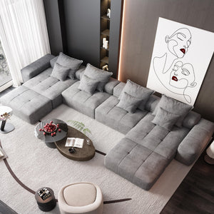 English Elm Modern Oversized Modular Sectional Sofa – Plush Chenille, 8 Diy Configurations, No Assembly, Grey W1885S00068