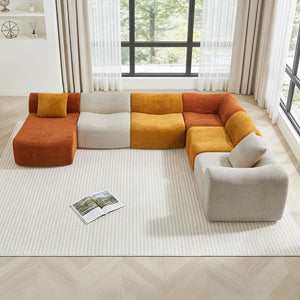 English Elm Modular Teddy Fleece Cloud Sectional Legless Sofa for Living Room Apartment W1765S00128