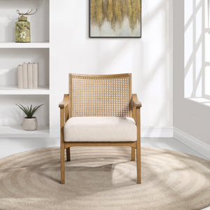OSP Home Furnishings Alaina Cane Back Arm Chair Linen