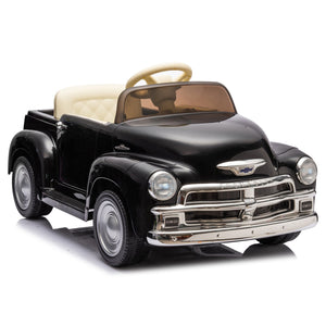 English Elm 12v Chevrolet 3100 Licensed Vintage Pickup Ride on Truck with Led Lights and Parent Remote Black W1578P214177