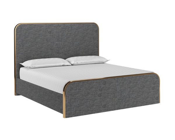 Sunpan TOMETI Bed - King - Modern Elegance with Luxe Chacha Cream Upholstery & Gold Steel Accents Grey 108438