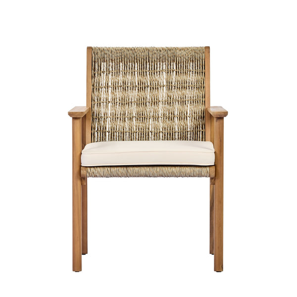 English Elm Outdoor Acacia Wood Wicker Rattan Armchairs with Cushions for Patio Poolside Beige,Light Teak N768P374497L