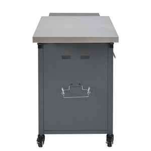 English Elm Outdoor Bbq Prep Cart Rolling Stainless Steel Grill Station with Foldable Work Surface Gray N719P407404E
