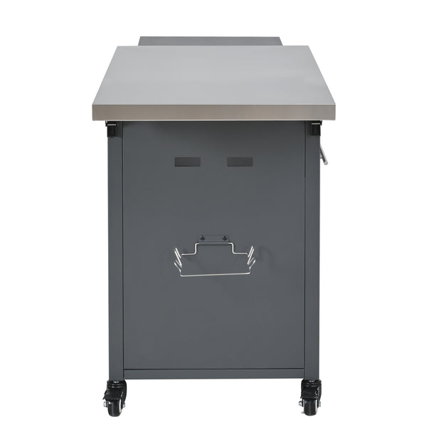 English Elm Outdoor Bbq Prep Cart Rolling Stainless Steel Grill Station with Foldable Work Surface Gray N719P407404E