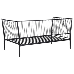 English Elm Vertigo Powder-coated Metal Twin Daybed with Slatted Backrest for Modern Spaces B062S01656