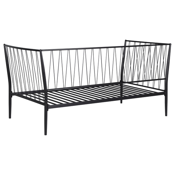 English Elm Vertigo Powder-coated Metal Twin Daybed with Slatted Backrest for Modern Spaces B062S01656