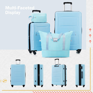 English Elm 2 Piece Abs Hard Shell Spinner Luggage Set with Tsa Lock Expandable Travel Suitcases Light Blue N732P198744N