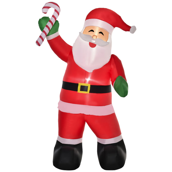 English Elm Homcom 8' Inflatable Santa Claus With Candy Cane – Festive Led Yard Decoration For Holiday Cheer W2225P249959