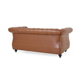 Christopher Knight Home® - Noble House - Silverdale Traditional Chesterfield Loveseat, Cognac Brown and Dark Brown