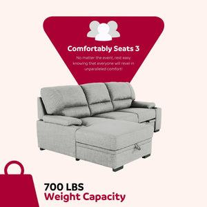 English Elm Luxurious Sectional Sleeper Sofa with Storage, Cupholders & Pocket Coil Comfort for Entertaining 93"L B2741S00008