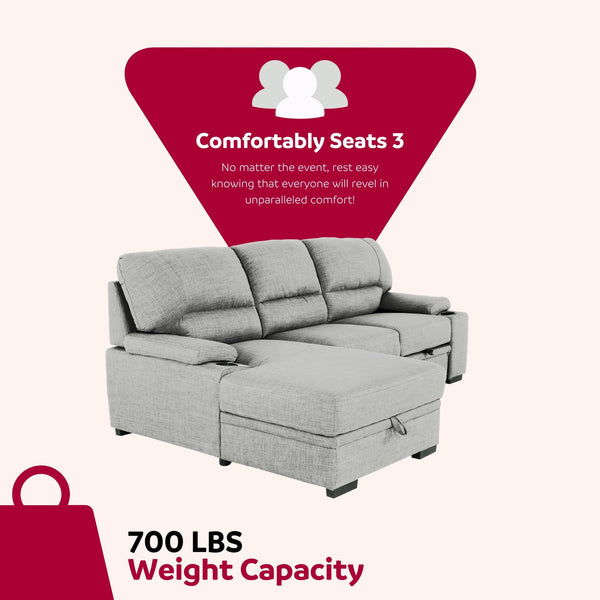 English Elm Luxurious Sectional Sleeper Sofa with Storage, Cupholders & Pocket Coil Comfort for Entertaining 93"L B2741S00008