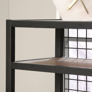 English Elm L-Shaped Desk With Durable Metal Frame And Efficient Storage, Perfect For Modern Home Offices B356P402608