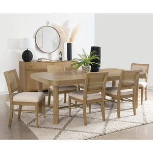 English Elm Benson Coastal Charm 7-Piece Dining Table Set With Antique Brass Accents & Cream Upholstered Chairs B062S01289