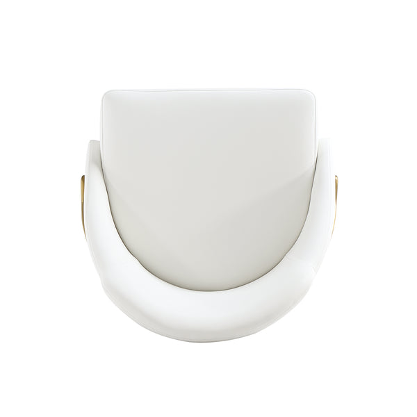 English Elm Gracie Metal Vegan Leather Dining Chair White & Gold — Luxurious Leatherette, High-Density Foam Comfort, 275 lb Capacity B365P397749