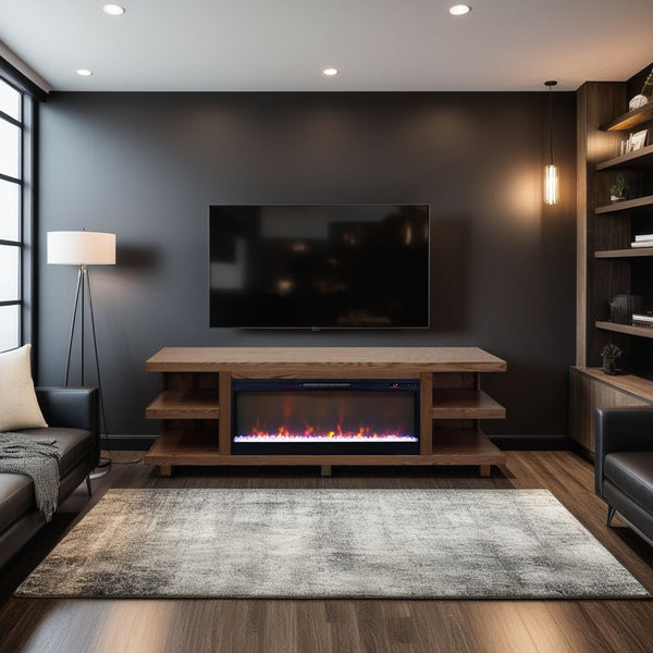 English Elm Laurel Canyon 82" Fireplace TV Stand for TVs up to 90" with 42" Electric Insert, Oak Bourbon Finish, Cable Management B108P292280