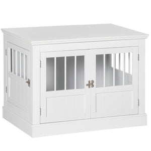 English Elm Pawhut Wooden Dog Crate End Table with Triple Doors for Small Breeds Indoor Use W2225P229092
