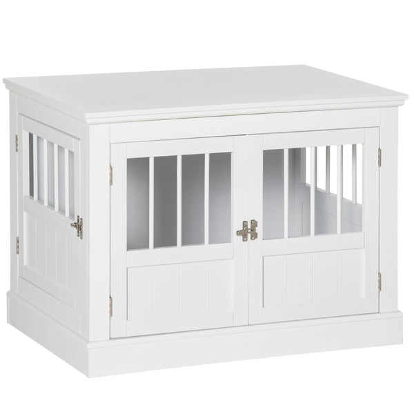 English Elm Pawhut Wooden Dog Crate End Table with Triple Doors for Small Breeds Indoor Use W2225P229092
