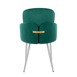 English Elm Dahlia Elegant Green Velvet Dining Chairs Set Of 2 With Chrome And Gold Accents For Modern Homes B202S01204