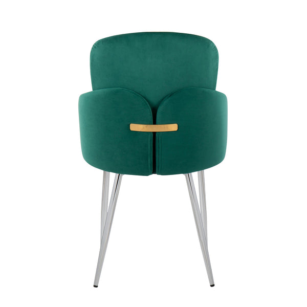 English Elm Dahlia Elegant Green Velvet Dining Chairs Set Of 2 With Chrome And Gold Accents For Modern Homes B202S01204