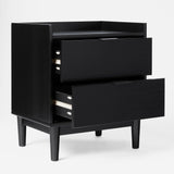 Lee Mid-century Modern Modern 20" Solid Wood 2-Drawer Nightstand with Gallery