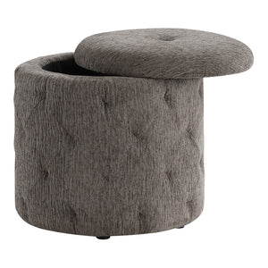 OSP Home Furnishings Erindale Round Storage Ottoman Stone