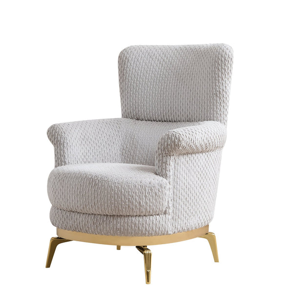 English Elm Zoe Elegant high-back accent chair with chenille upholstery and gold legs for luxe comfort and style Gray B009P303215