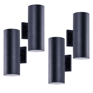 English Elm 12in Matte Black Aluminum Outdoor Wall Sconces up Down Lighting for Porch Patio Set of 4 W2312P416007