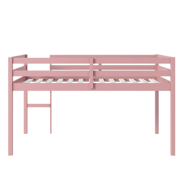English Elm Solid Twin Loft Bed with Ladder and Reinforced Slats for Storage-Friendly, Space-Saving Bedrooms Pink W504P190960