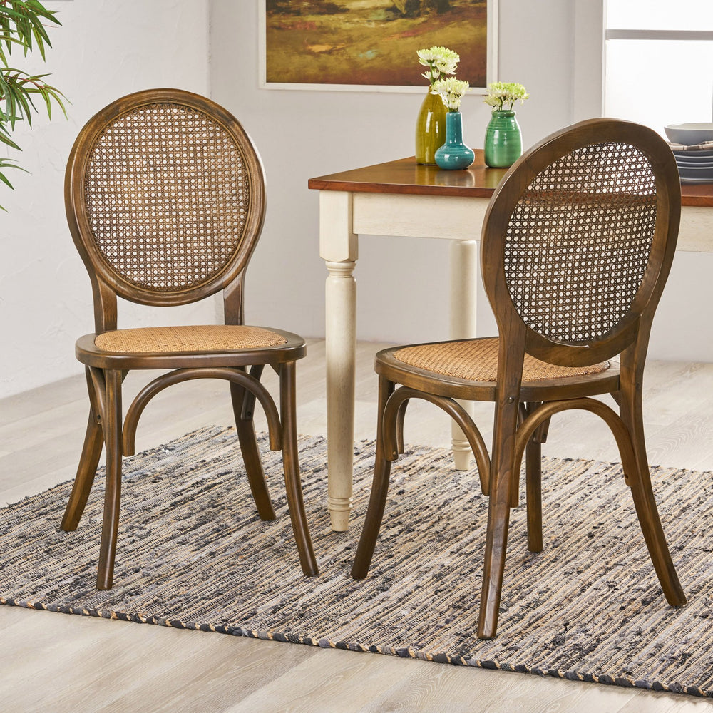 English Elm Dining Chairs Set of 2 Solid Elm Wood with Pressed Cane Mid-century Style 66146.00