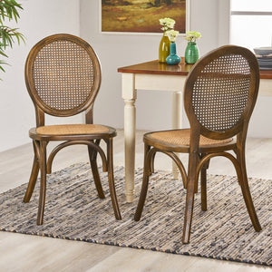 English Elm Dining Chairs Set of 2 Solid Elm Wood with Pressed Cane Mid-century Style 66146.00