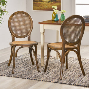 Christopher Knight Home® - Noble House - Chittenden Elm Wood and Rattan Dining Chair with Rattan Seat - Set of 2