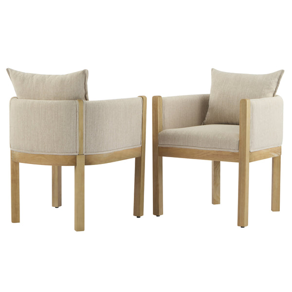 English Elm Christopher Knight Home® - Linen Upholstered Armchair Set Of 2 - Cozy Beige Chairs With Natural Wood Legs For Stylish Seating N768P305168N