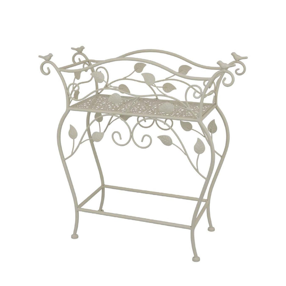 English Elm Philip Scrollwork Iron Plant Stand with Bird and Leaf Motifs for Cottage Garden Decor B056P417016